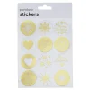 Panduro Hobby Stickers Jul, guldiga & transparenta klistermärken i 12 olika varianter, Ø3,5 cm. 36 st.