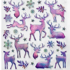 Panduro Hobby Stickers Jul, iriserande tjocka klistermärken, renar, snöflingor m.m, 13×12 cm ark | Pappersstickers