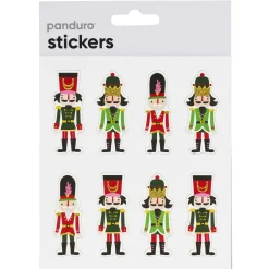 Panduro Hobby Stickers Jul, klistermärken med tjocka 2 mm nötknäppare guldglitter, 8 st.