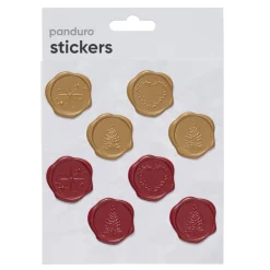 Panduro Hobby Stickers Jul, klistermärken som liknar vaxsigill, 16 st. i rött & guld. | Plaststickers
