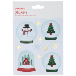 Panduro Hobby Stickers Jul och snökulor, klistermärken med vintriga snökulor, 3 ark, 12×13,5 cm