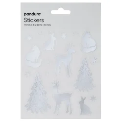Panduro Design Stickers Jul, vinterdjur i silvermetallic, 3 ark med totalt 51 klistermärken