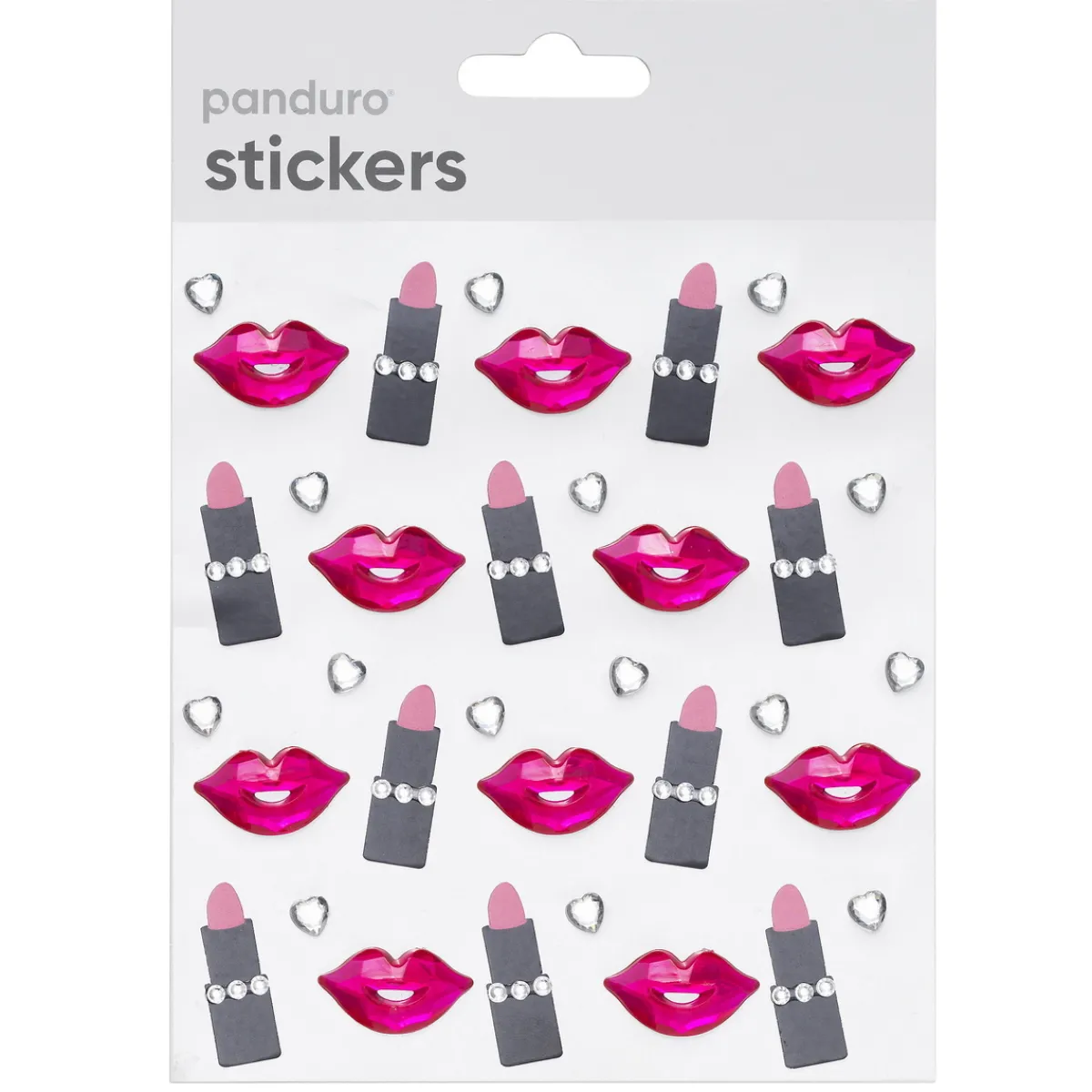 Panduro Hobby Stickers läppar & läppstift, 3D-klistermärken & strass-klistermärken, 35 st.
