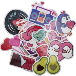 Panduro Hobby Stora stickers XL klistermärken med rosa & gnistrande kärleksfullt tema med hjärtan, 50 st. | Barn Barnstickers