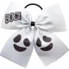 Barn Joker Stor vit halloween-rosett av räfflat ripsband med spökigt tryck, 17×16 cm