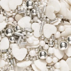 Panduro Hobby Strösselmix 40g Silver – små & stora silverkulor och ljusa hjärtan | Strössel