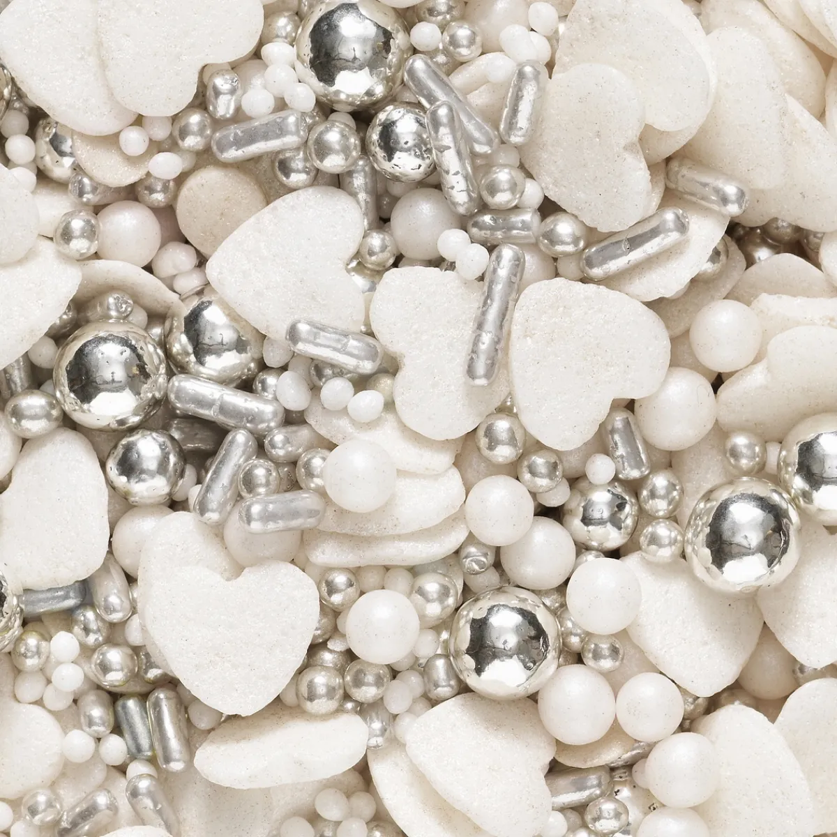 Panduro Hobby Strösselmix 40g Silver – små & stora silverkulor och ljusa hjärtan | Strössel