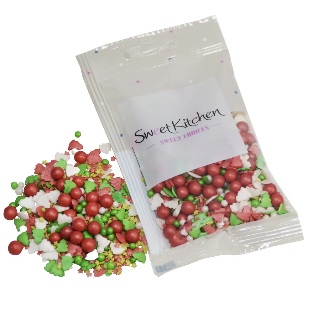 Sweet Kitchen Strösselmix Xmas, 40 gram julströssel med julfärger och julmotiv till julgodiset | Strössel