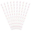 Barn PartyDeco Sugrör av papper 10-pack, vita med rosa hjärtan. Längd 19,5 cm