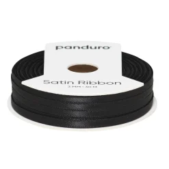 Panduro Hobby Svart satinband – 3 mm brett och 30 meter långt | Satinband