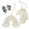 Barn Panduro Hobby Syplatta enhörning & regnbåge av trä, 6×1,2 meterbroderitråd + plastnål
