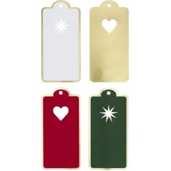 Panduro Design Tags, hålslagna etiketter för julklappsinslagning – Julmix, 40 st, 240 g/m² | Tags