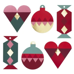 Panduro Design Tags, hålslagna etiketter för julklappsinslagning – Grafisk jul, 36 st, 240 g/m²