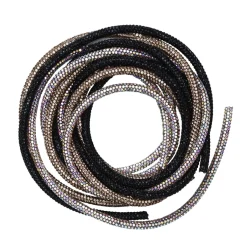 Panduro Jewellery Tjock skimrande nylonrem fylld med strass – guld, silver, svart. 3×120 cm Ø5 mm