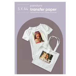 Panduro Hobby Transferpapper 5-pack i A4 för digitala skrivare till ljusa bomullstyger