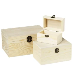 Panduro Hobby Tre träskrin i tre olika storlekar – det stora skrinet är 20×12,9×10 cm | Trälådor