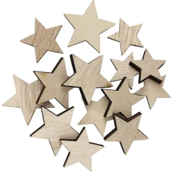 Panduro Hobby 36 träfigurer i form av stjärnor i 3 olika storlekar