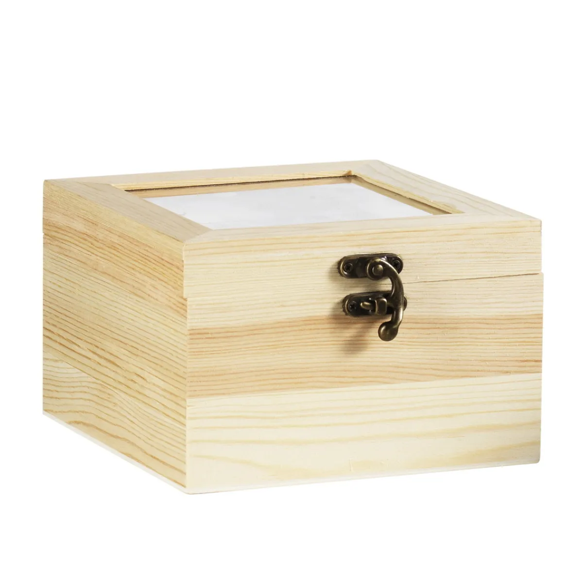 Panduro Hobby Trälåda, tittskåp med glasfönster i locket 15×15×7,5 cm