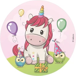 Dekora Tårtbild Ø20 cm – Unicorn / söt enhörning med kompisar! | Tårtbilder
