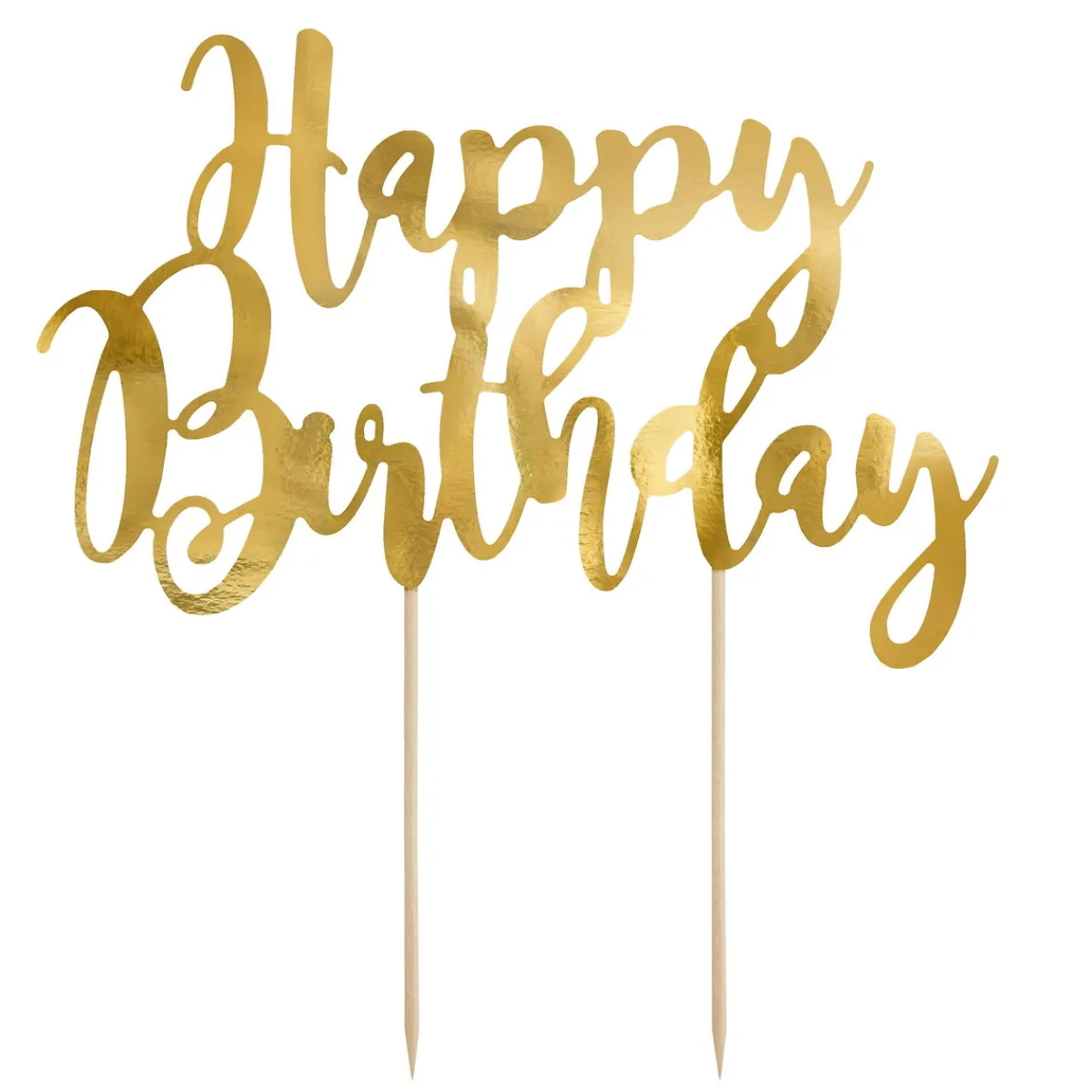 PartyDeco Tårtdekoration, cake topper, Happy Birthday i guldbokstäver 20×13 cm | Dekor