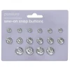 Panduro Hobby Tryckknappar av silverfärgad metall, 16-pack i 3 storlekar. Sys fast