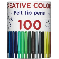 Creative Colors Tub med 100 färgglada tuschpennor! | Barn Barnpennor