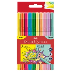 Faber-Castell Tuschpennor Grip Neon/Past 10p | Barn Barnpennor