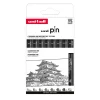 Uni Pin Fineliner 8-pack, Set #1 – 7 fineliners och 1 brush / penselspets | Tuschpennor & Markers