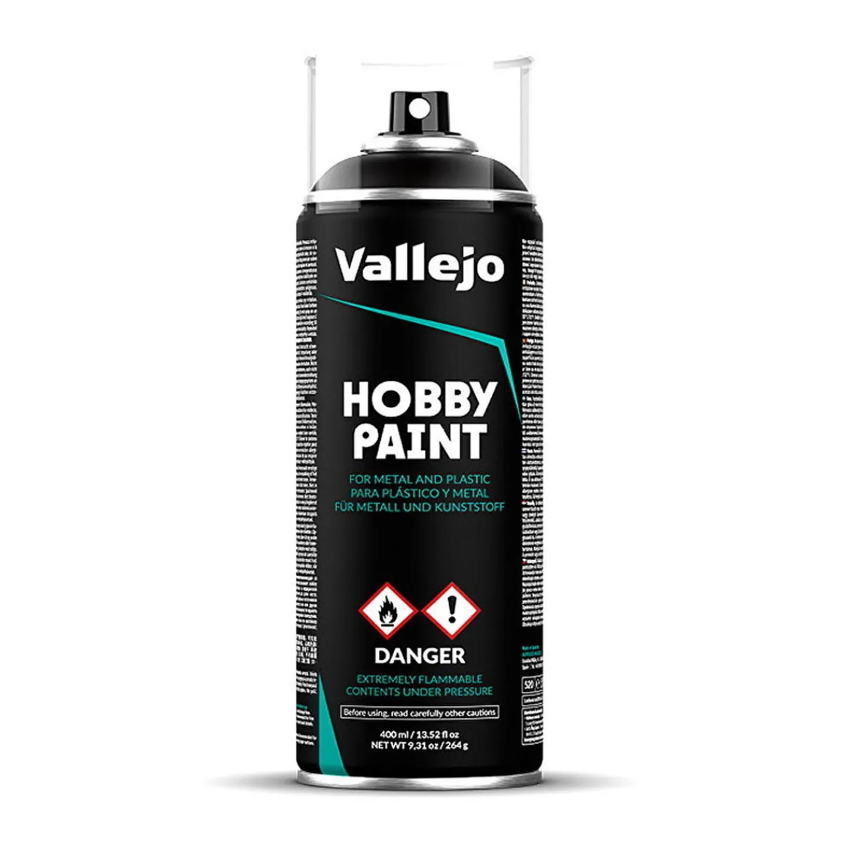 Vallejo Primer Black, svart sprayfärg / grundfärg för modeller, 400 ml | Målarmedier