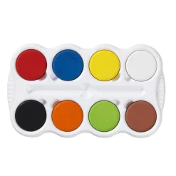 Creative Colors Vattenfärg 8 st. stora i puckar à Ø57 mm i basfärger | Barn Barnfärg