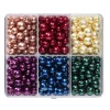 Panduro Jewellery Vaxade glaspärlor, ca 480 st. i härlig färgmix – 4 storlekar, Ø4, 6, 8 och 10 mm