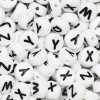 Barn Panduro Hobby 50 vita bokstavspärlor Q, W, X, Y, Z med svart tryck – Ø7 mm