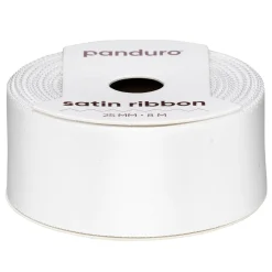 Panduro Hobby Vitt satinband – 25 mm brett och 8 meter långt | Satinband