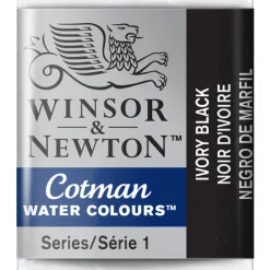 Winsor & Newton Cotman akvarellfärg halvkopp Ivory Black 331 | Akvarell- & Vattenfärger