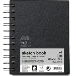 Winsor & Newton Sketch spiralbunden skissbok A6 (105×148 mm), 50 ark, 170 g/m² | Skissböcker