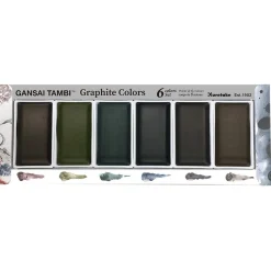 Zig Kuretake Gansai Tambi Graphite Set – 6 st. japanska mörka akvarellfärger